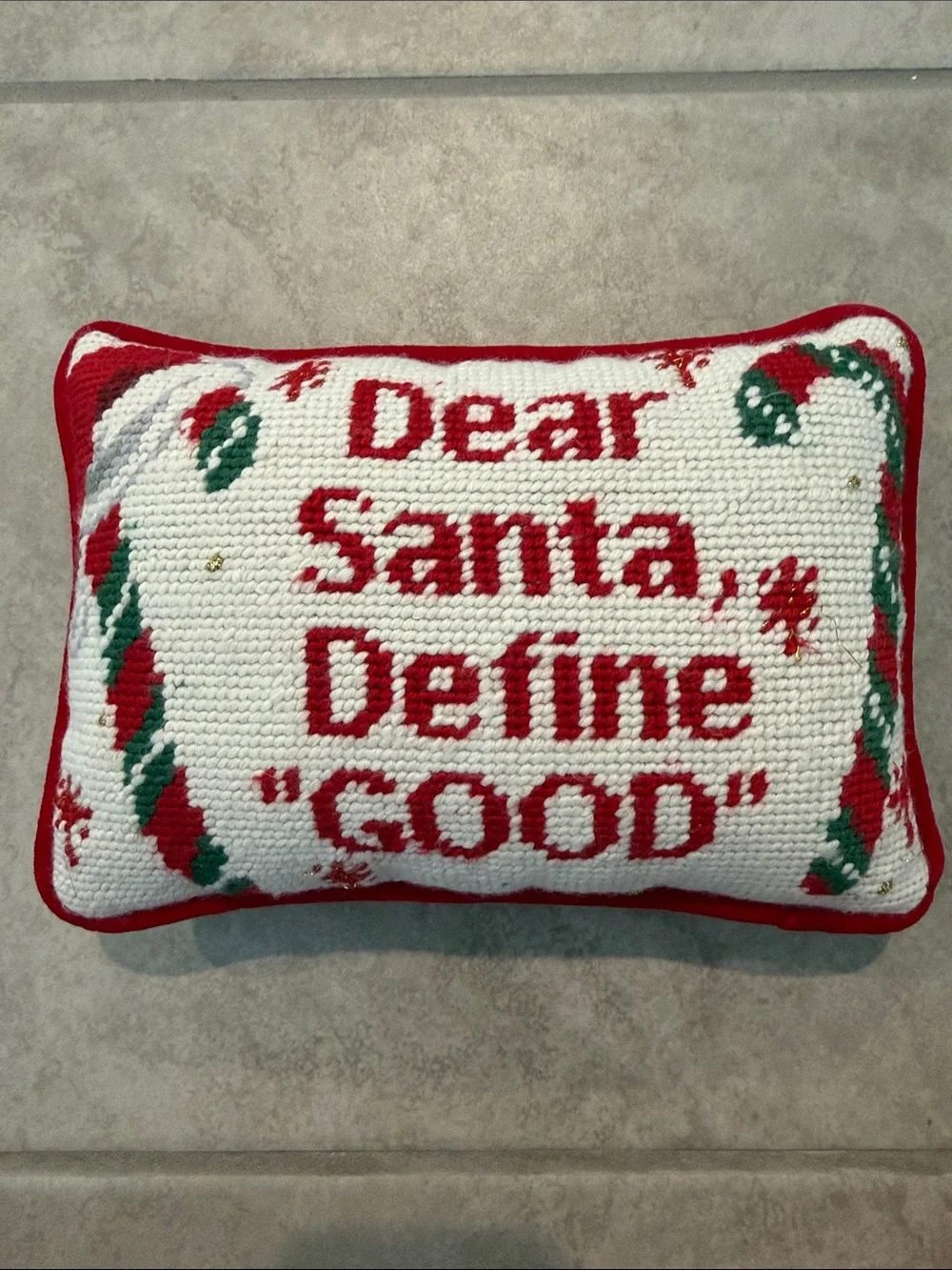 Holiday Needlepoint Pillow Set - 'Dear Santa' Messages